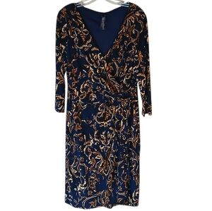 Chaps Navy and Gold Dress Size XL